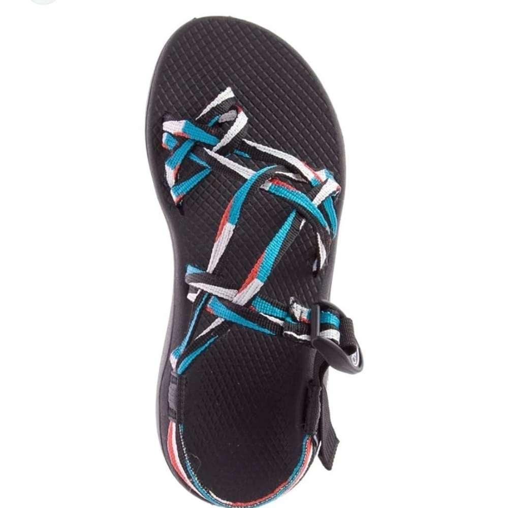 Chaco Black Sandal with Teal, White & Coral Straps Women’s ZX/2 Cloud Size 6